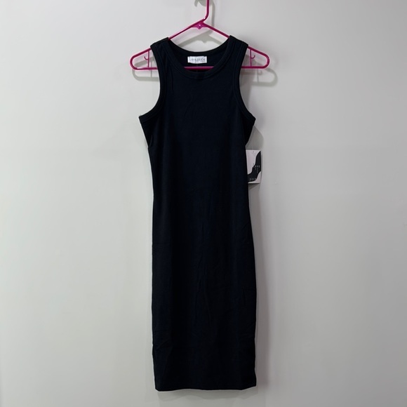 Black Ribbed Midi Dress - Picture 1 of 10
